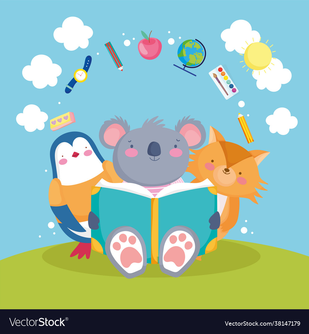 Animals school book Royalty Free Vector Image - VectorStock