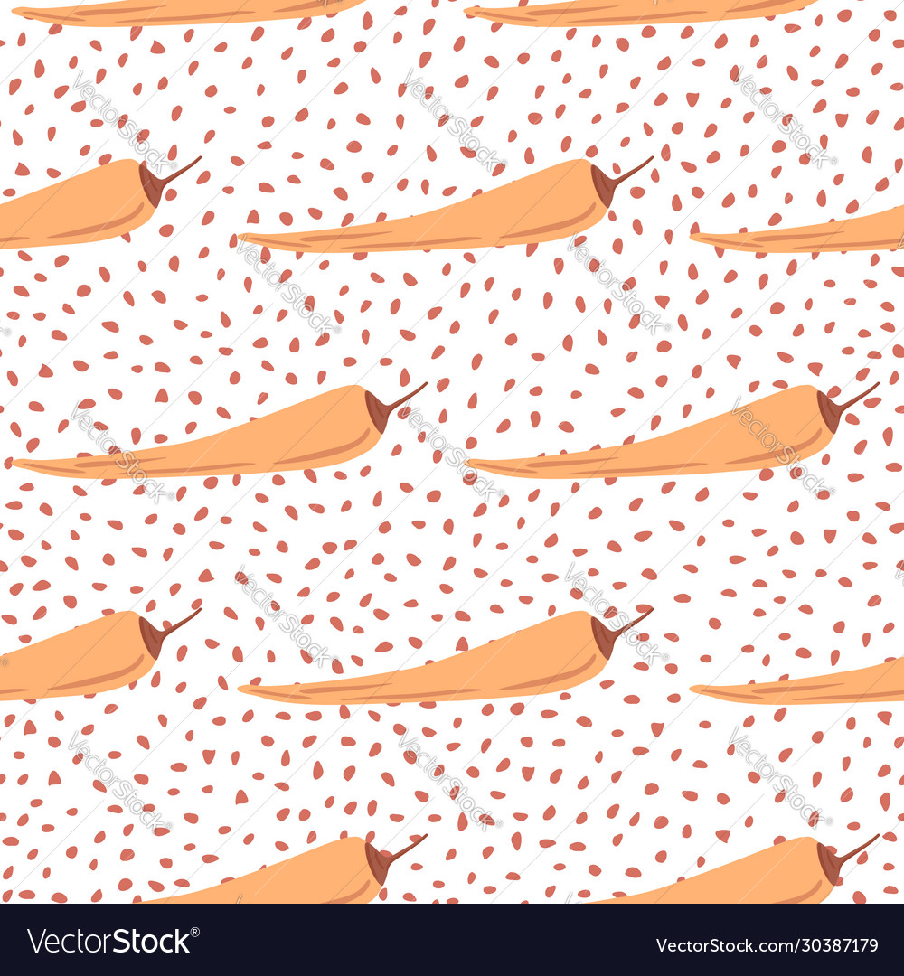 Chilli seamless pattern on dots background chile