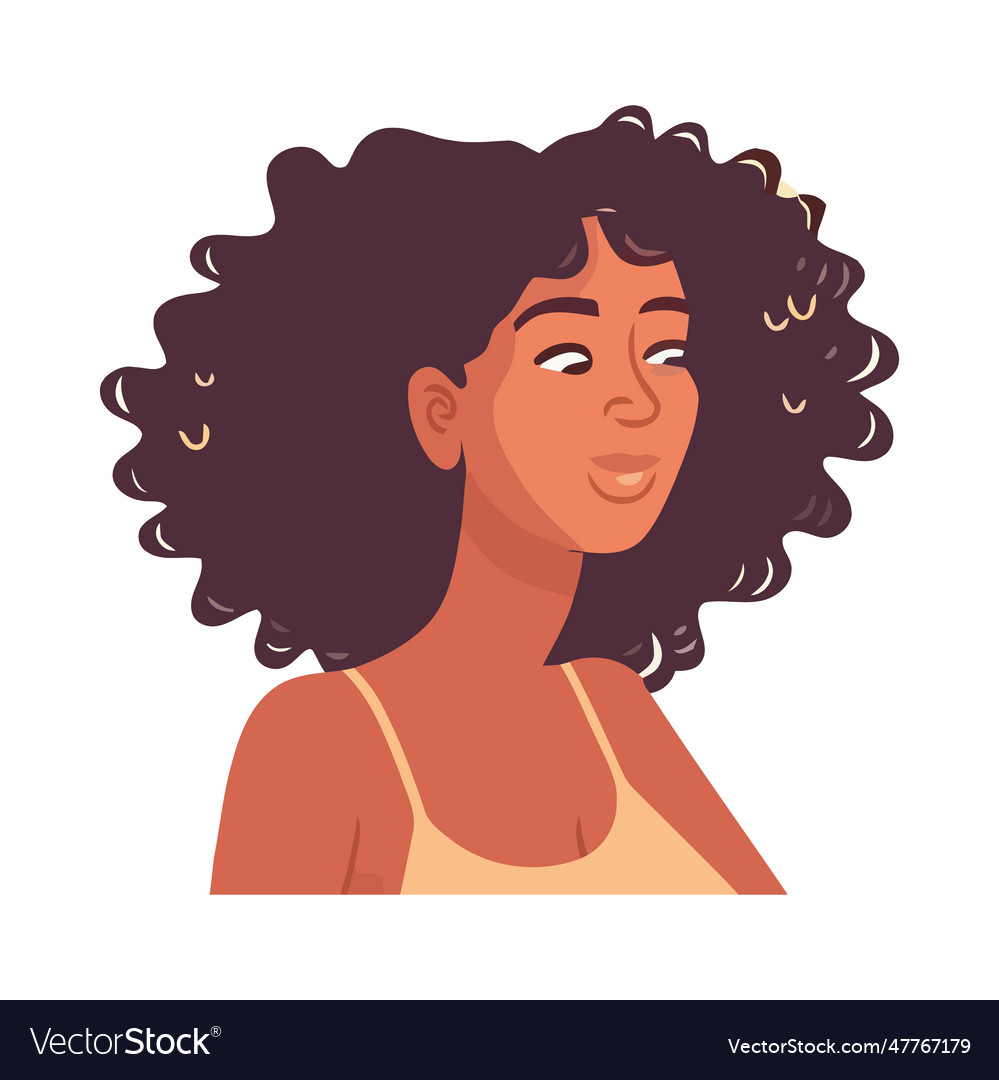 Curly haired woman smiling Royalty Free Vector Image