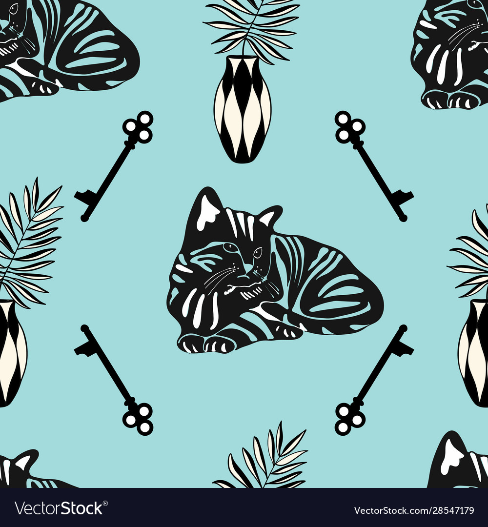 Kozy kitten repeat pattern seamless print