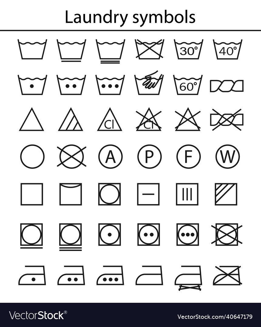 Laundry outline icons care clothes instructions Vector Image