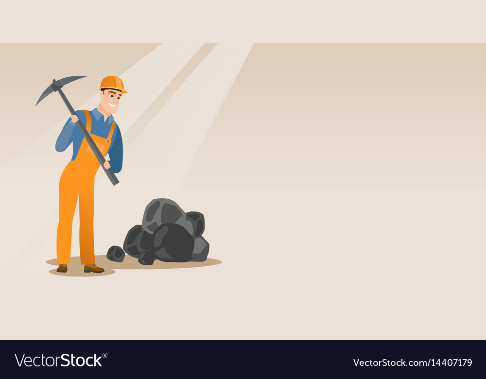 Miner working with pickaxe