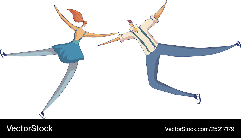 Pair skaters in blue suits performs Royalty Free Vector