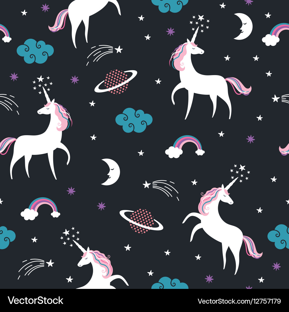 Seamless pattern with unicorns Royalty Free Vector Image