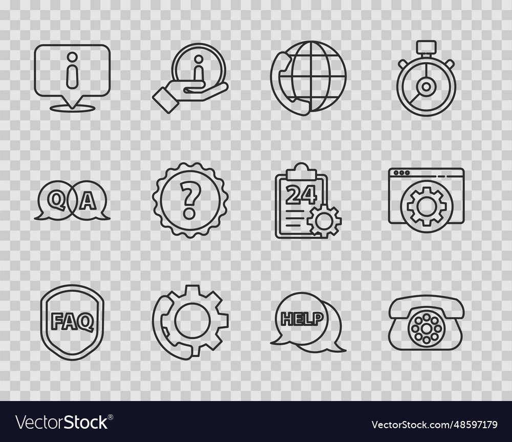 Set line shield with text faq telephone 24 hours vector image Set line shield with text faq telephone 24 hours