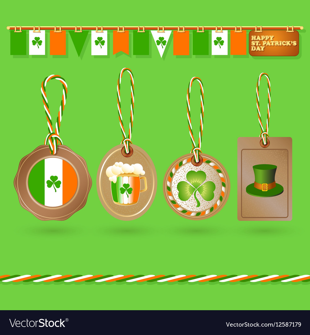 Set of st patrick day tags