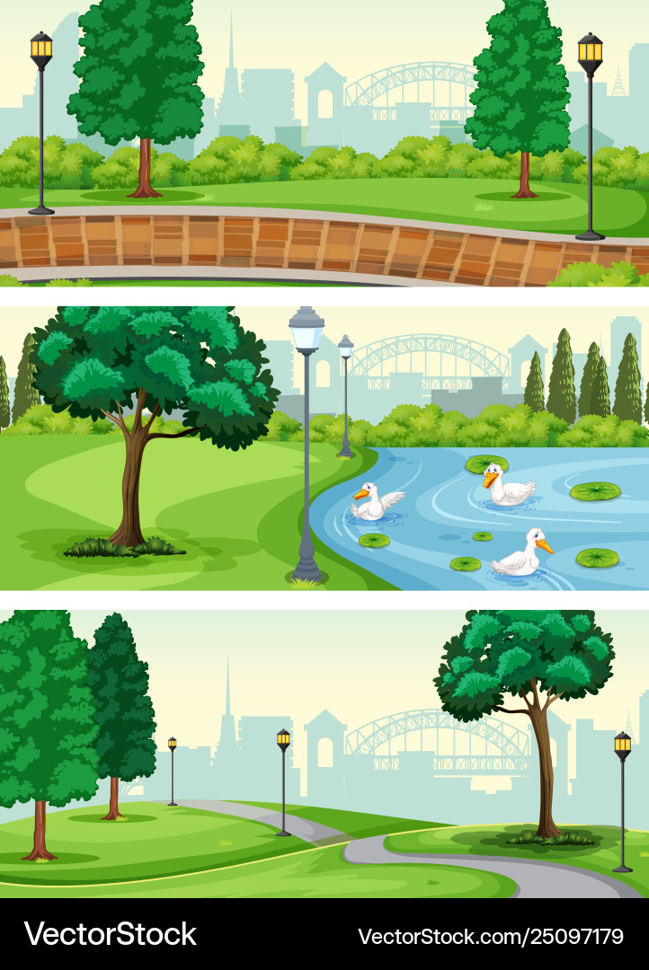 Set park scene Royalty Free Vector Image - VectorStock