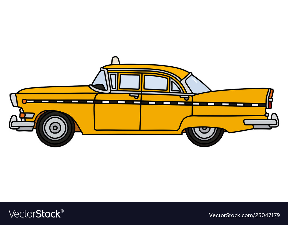The Old American Yellow Taxi Royalty Free Vector Image