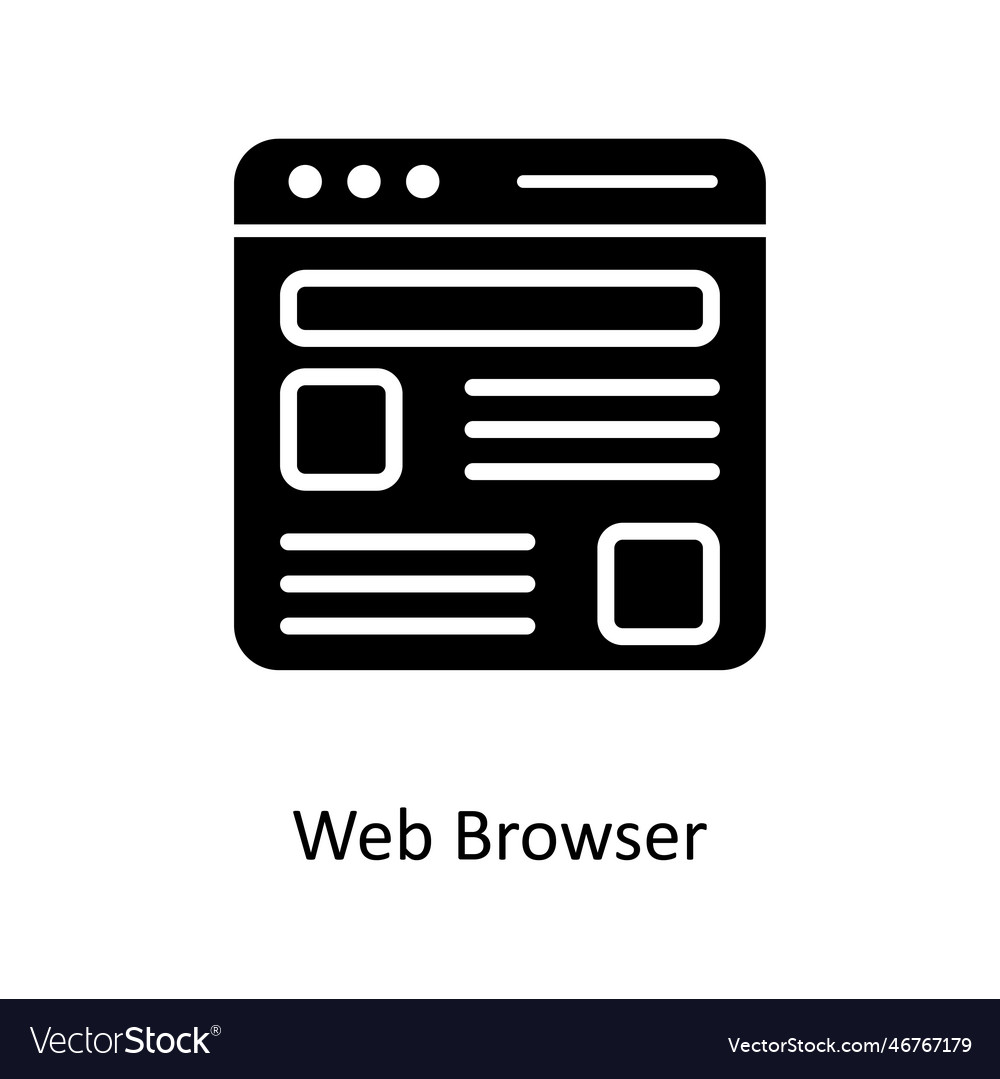 Web browser solid icons simple stock ill