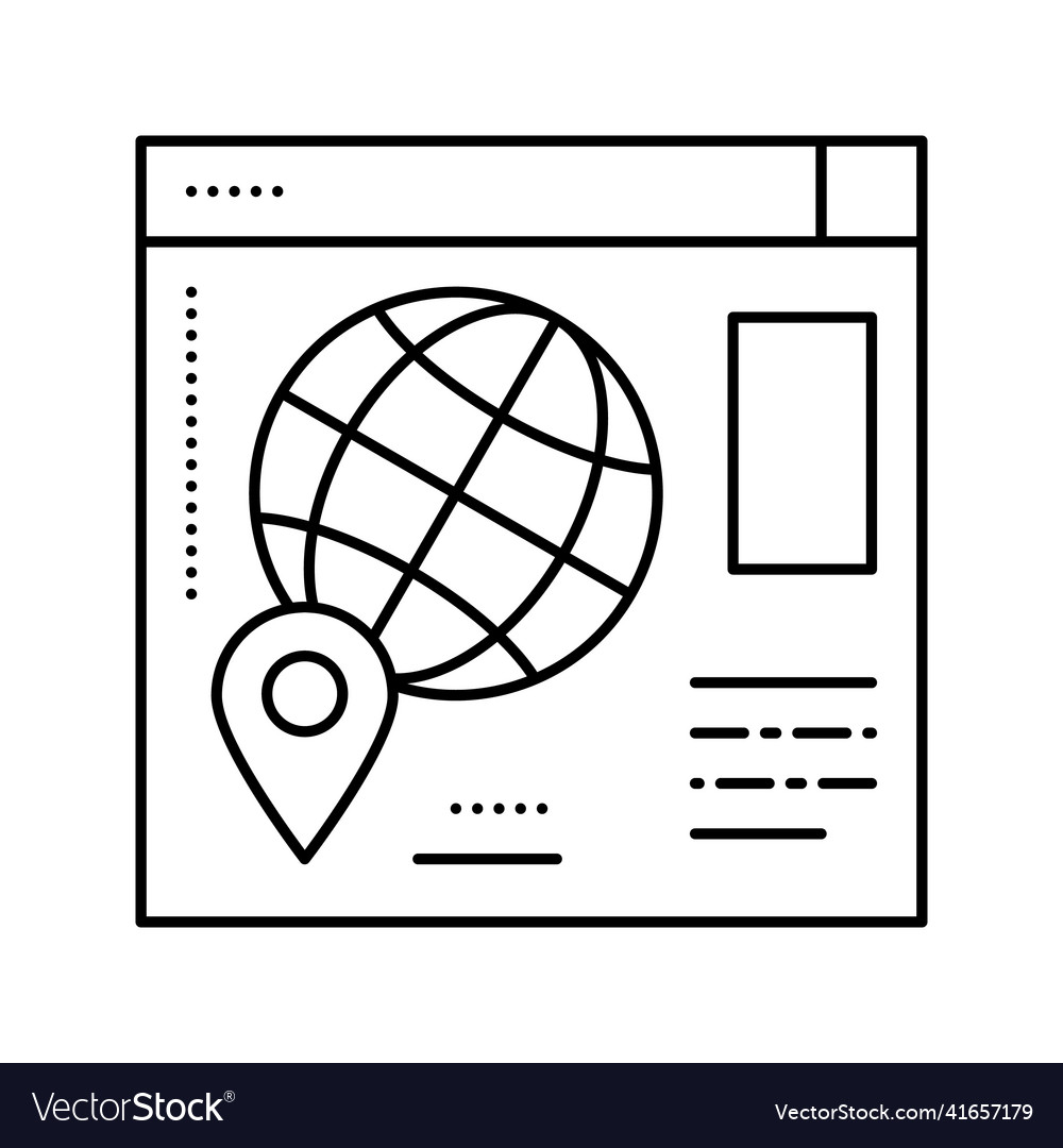 Web site map location line icon vector image Web site map location line icon