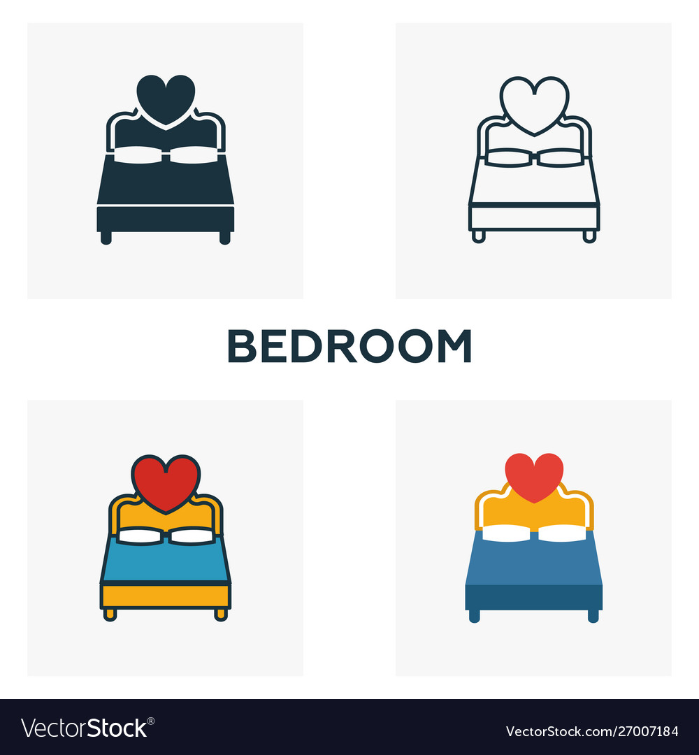 Badroom icon set four elements in different styles vector image Badroom icon set four elements in different styles