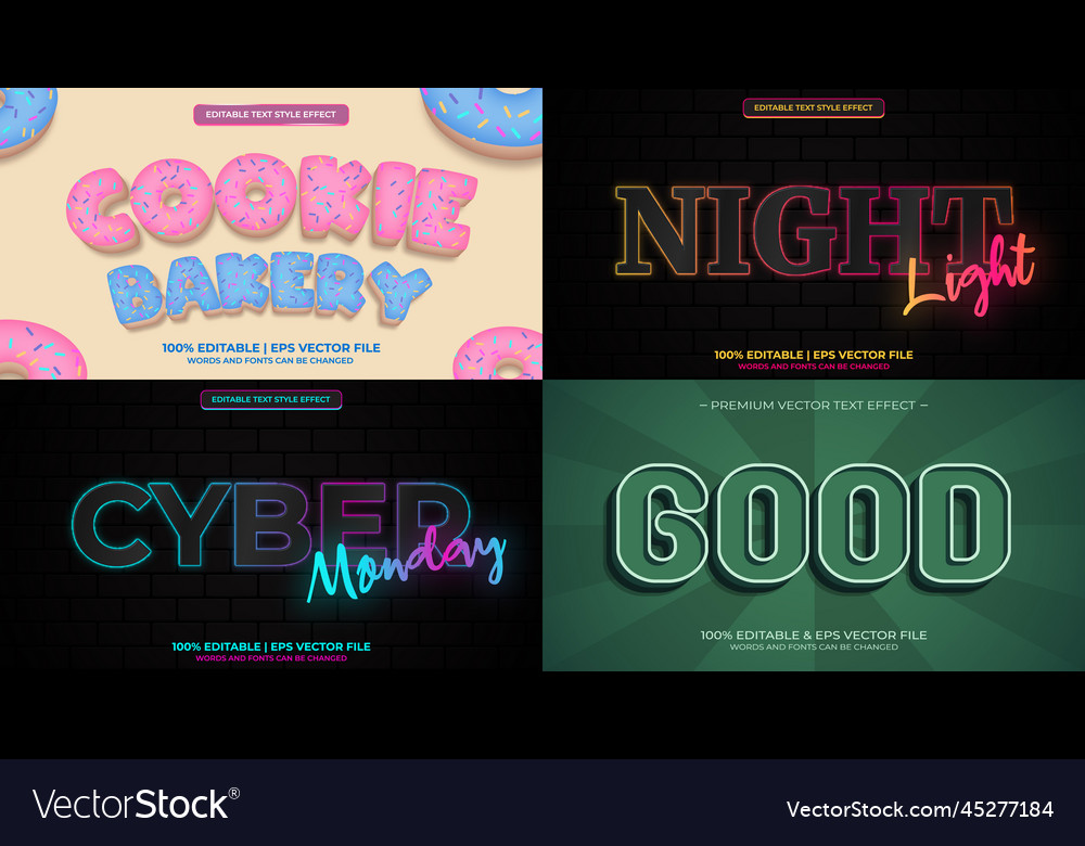 Bundle of editable text effect design set