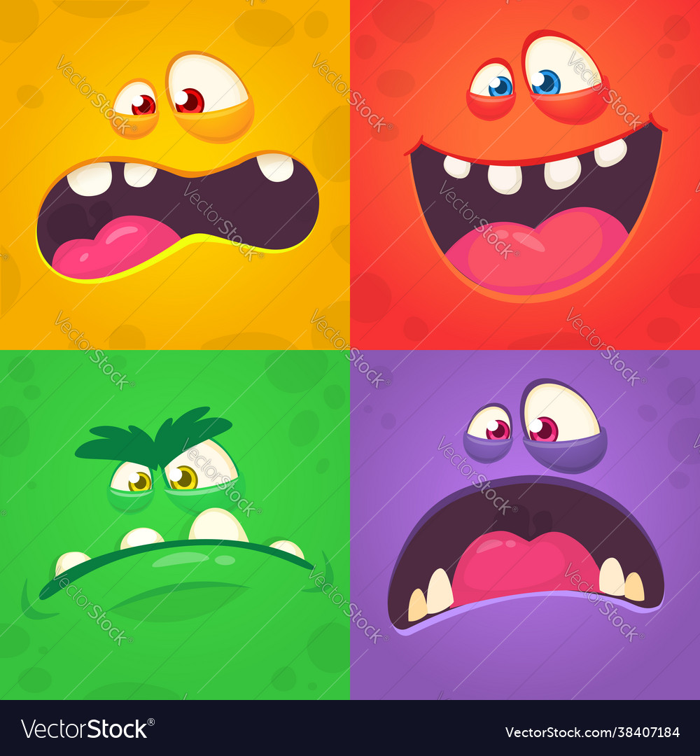 Cartoon Monster Faces - Halloween Set