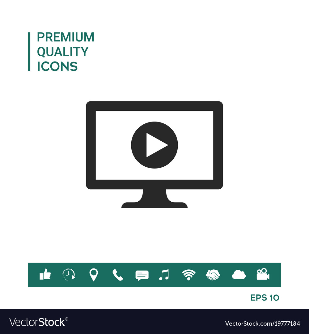Computer with play button icon
