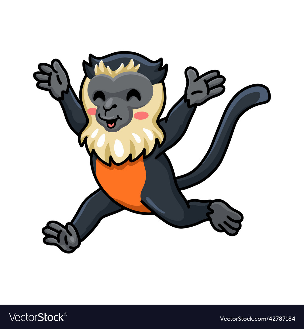 Cute little diana monkey cartoon running Vector Image Cute little diana monkey cartoon running Vector Image