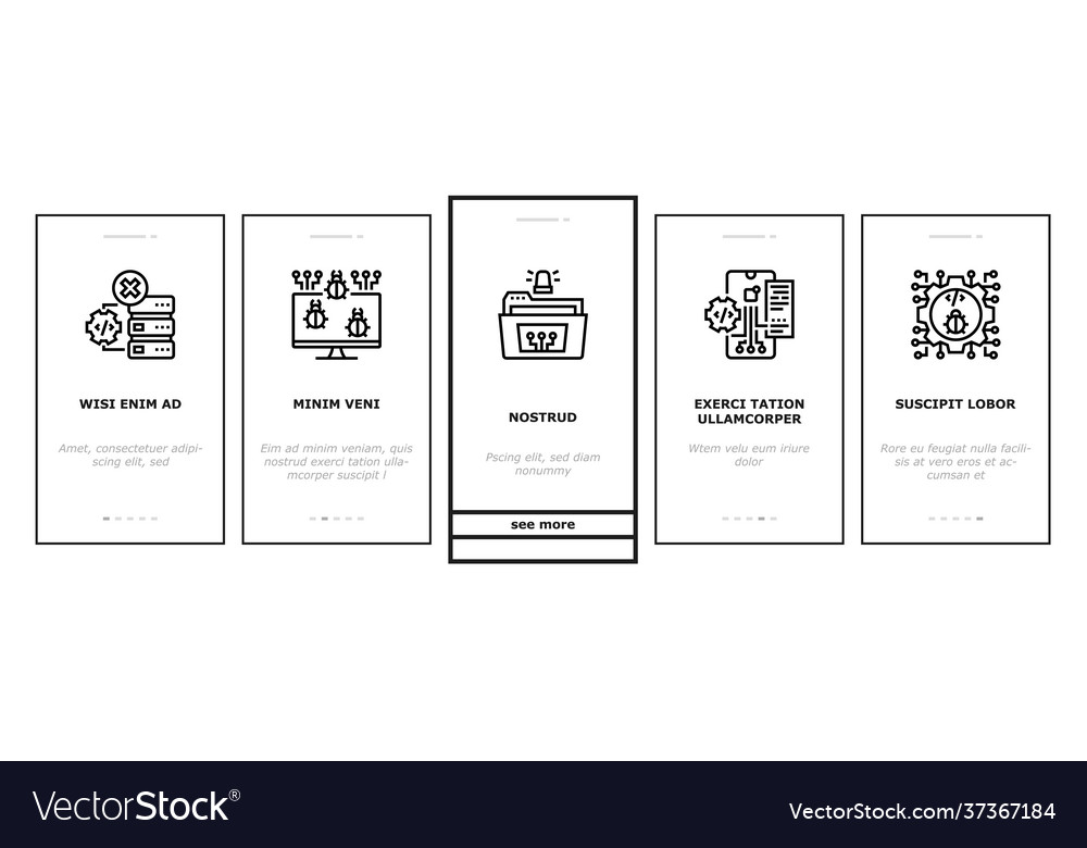Debug research and fix onboarding icons set vector image Debug research and fix onboarding icons set
