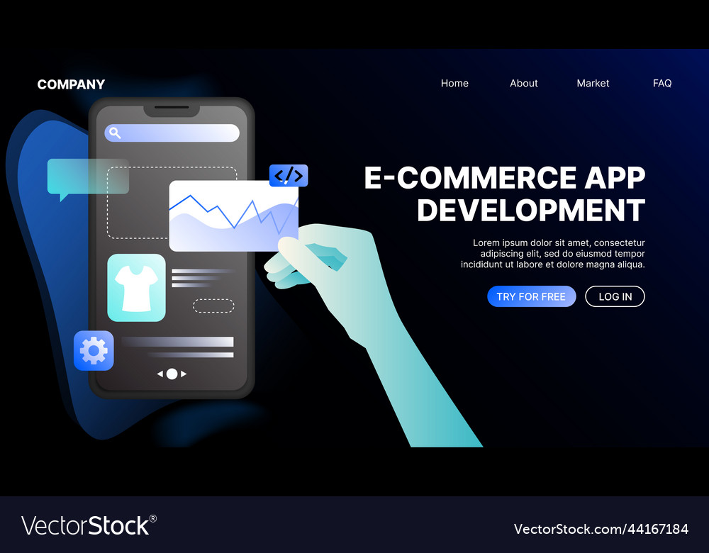 Ecommerce app development landing page template