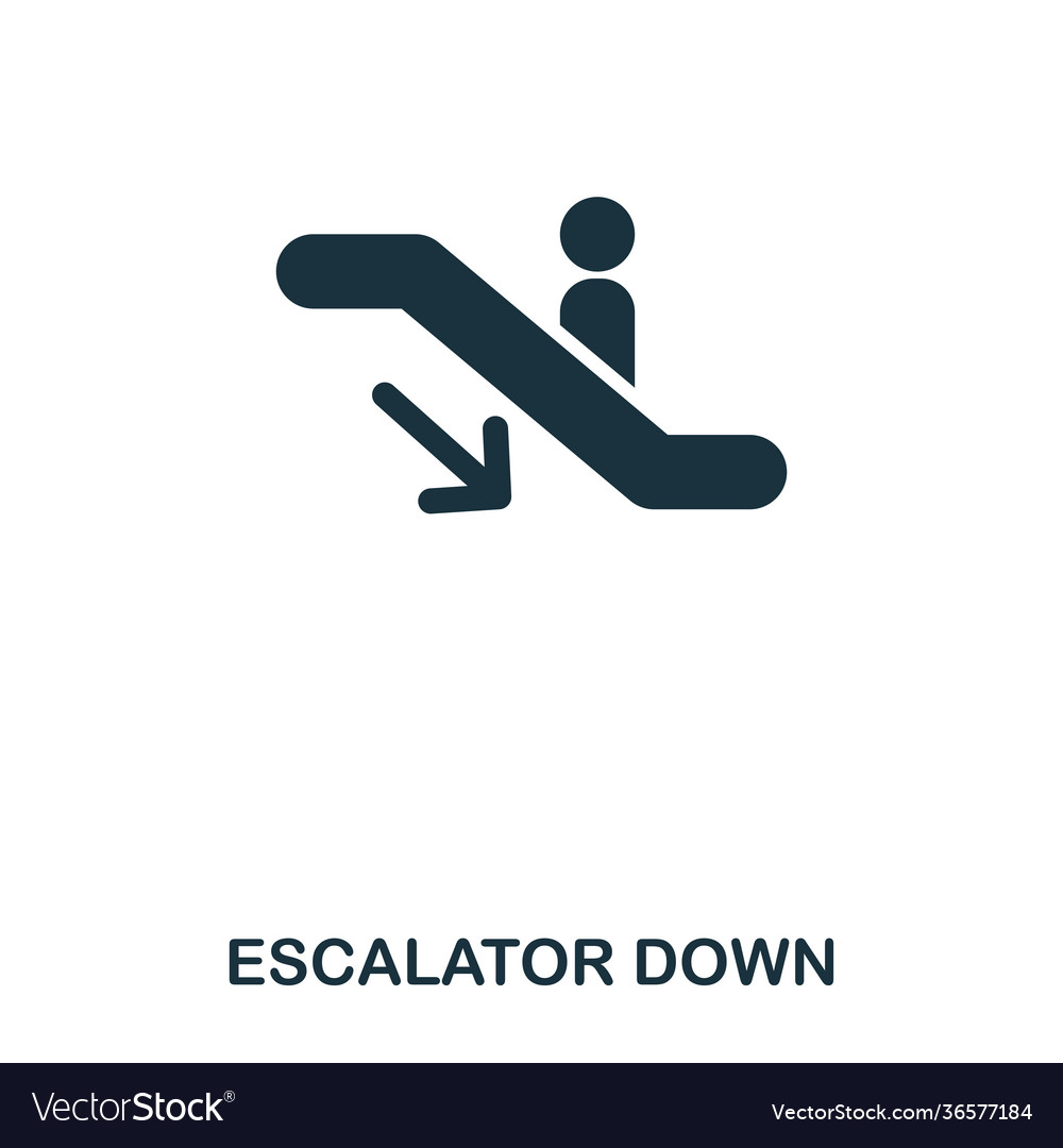 Escalator down icon line style design ui
