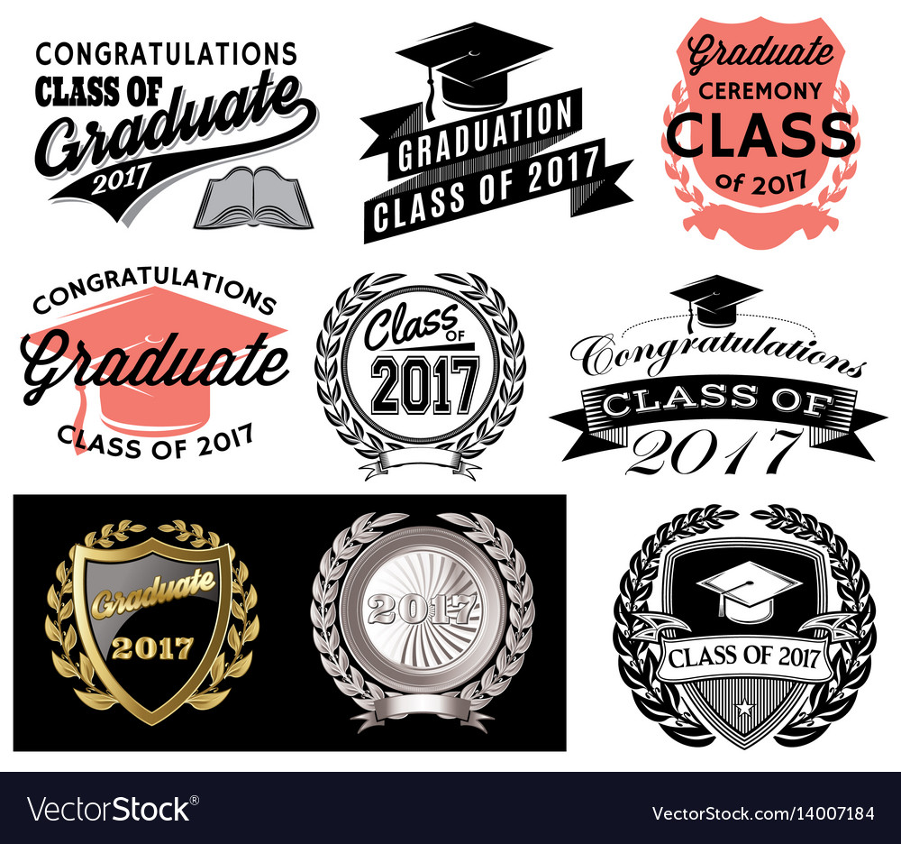 Graduation set class 2017 congrats grad Royalty Free Vector