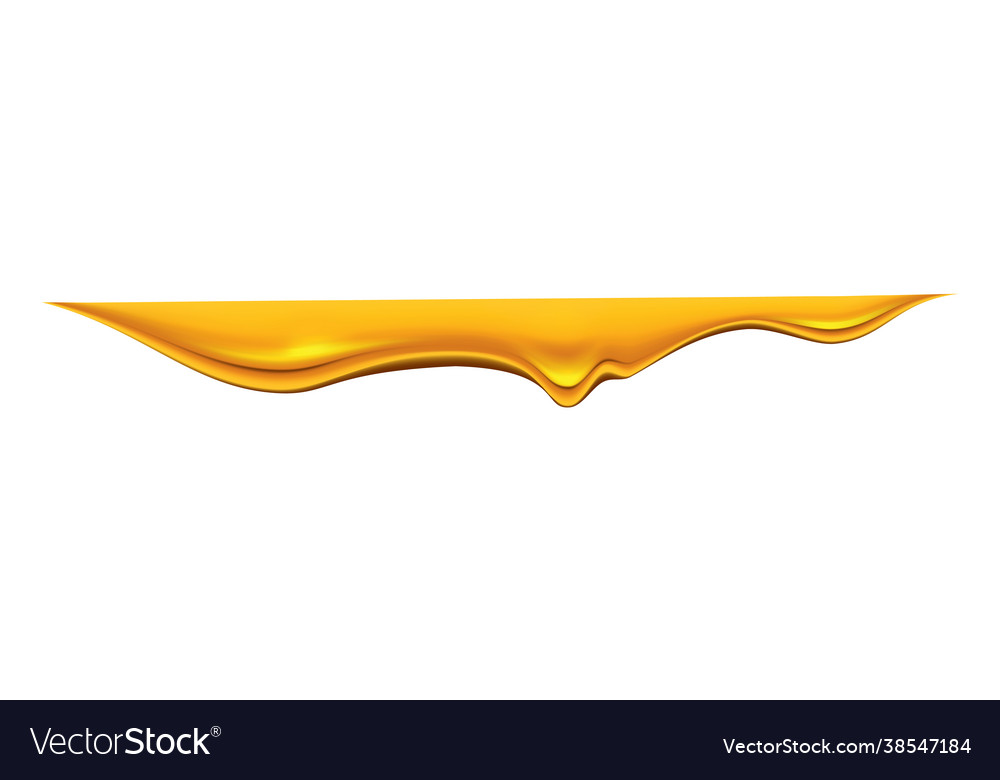 Honey dripping on white background golden flow