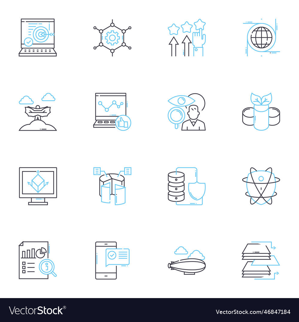 Numerical data linear icons set quantitative