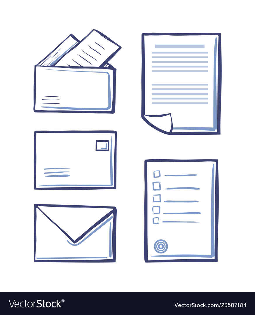 Office messages and envelopes with pages vector image Office messages and envelopes with pages