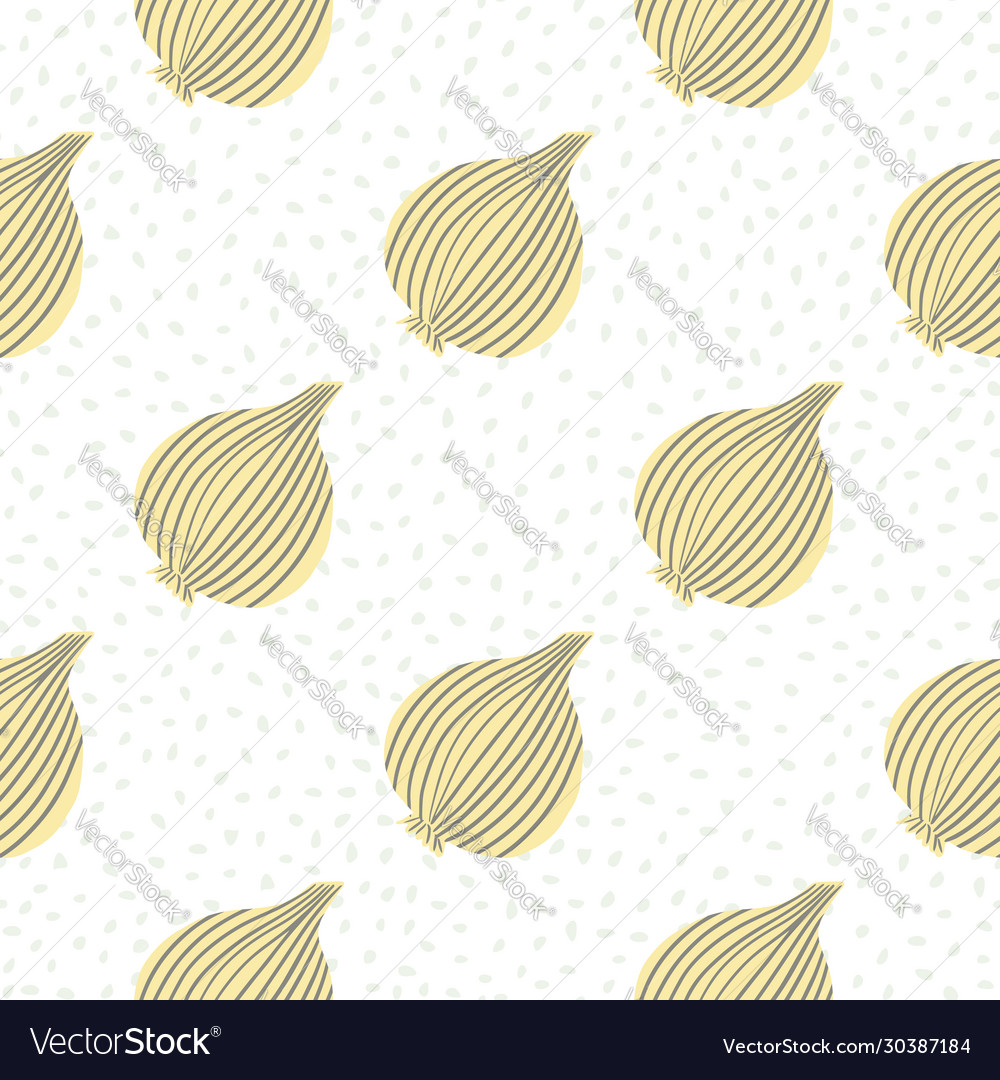 Onion bulb seamless pattern on dots background