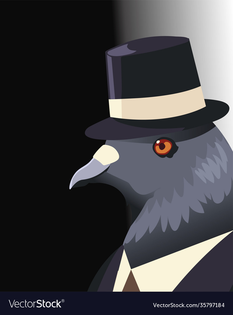 People art animal dove with hat in suit portrait