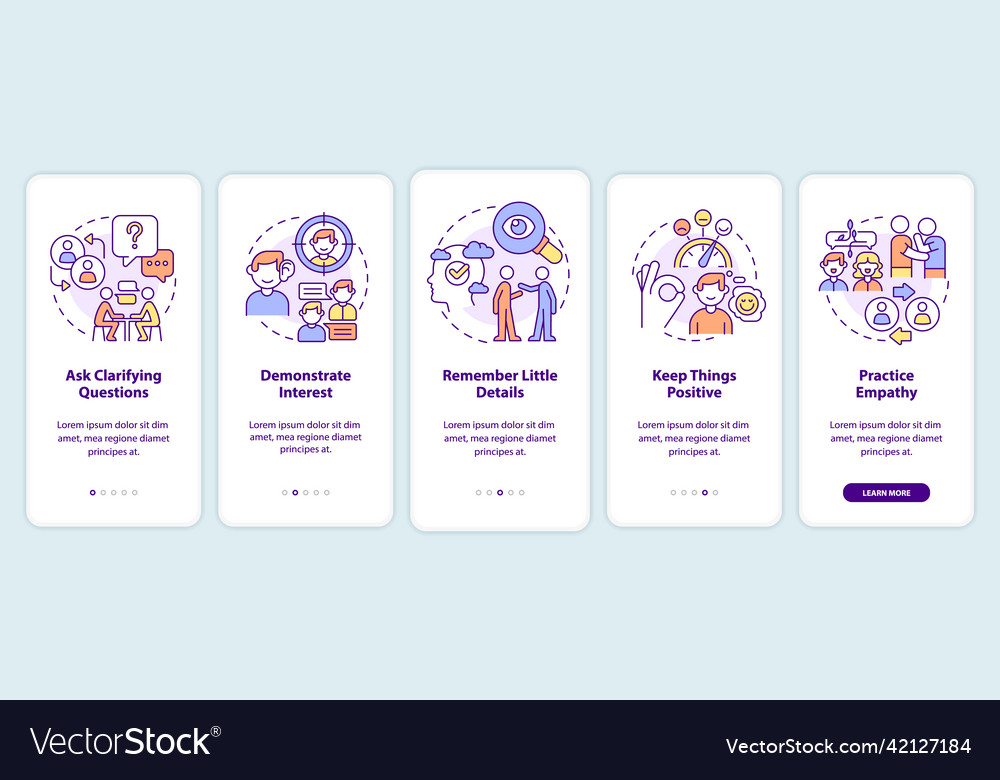 Practical steps to build charisma onboarding Vector Image Practical steps to build charisma onboarding