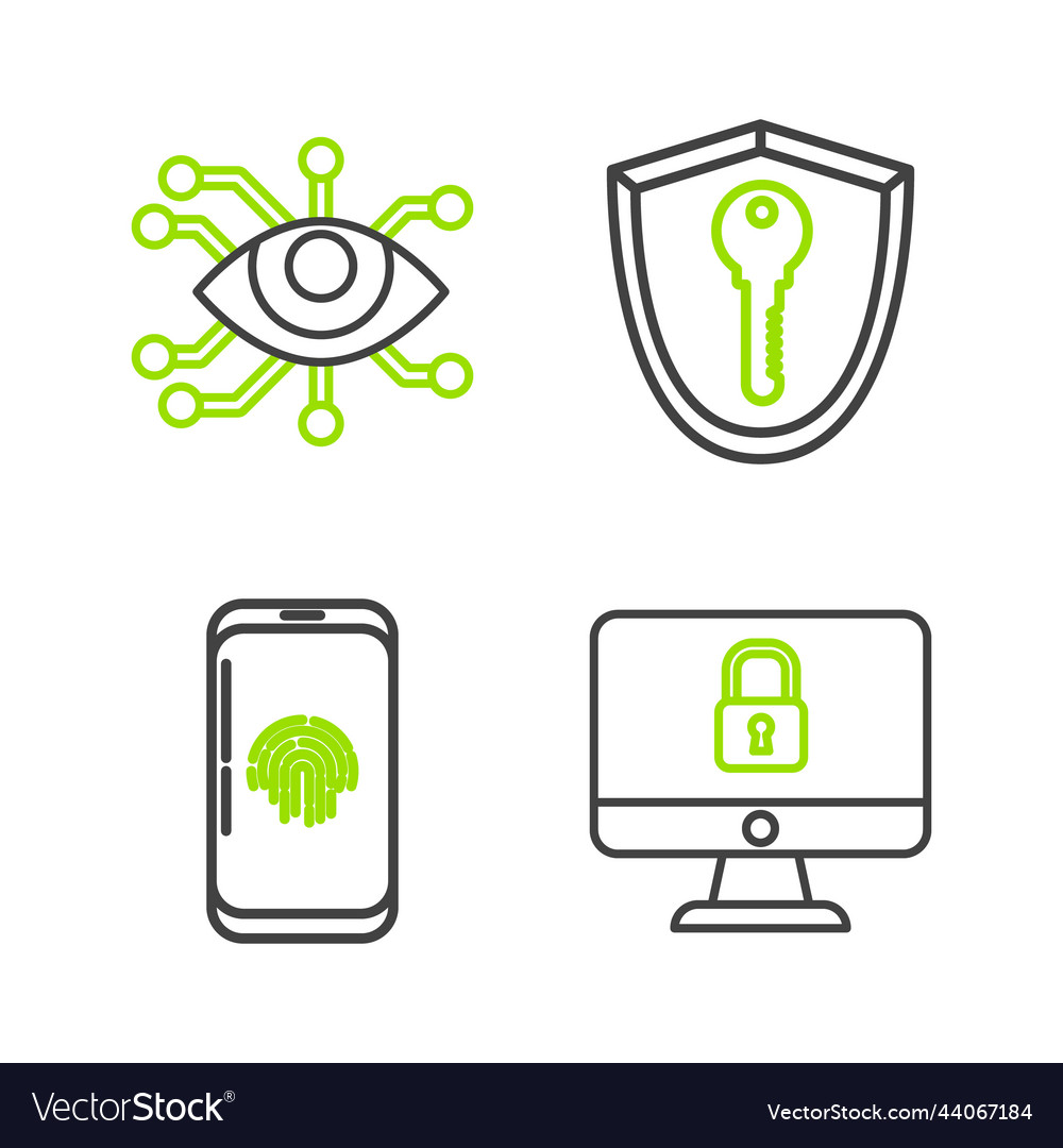 Set line lock on computer monitor screen vector image Set line lock on computer monitor screen