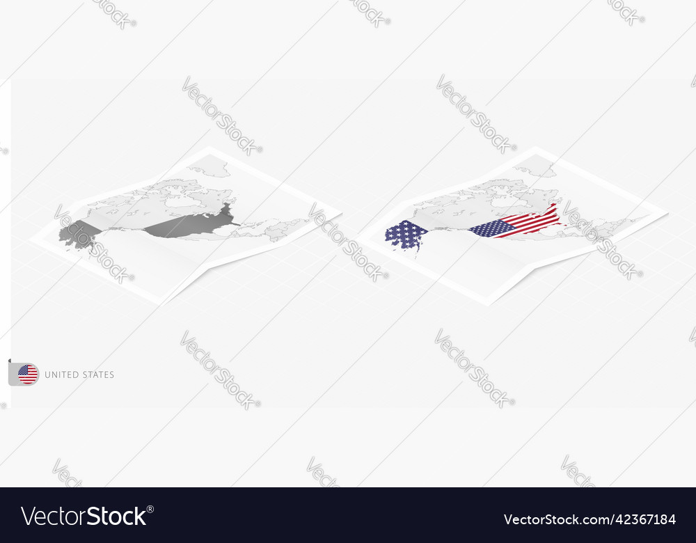 Set of two realistic map of usa with shadow Vector Image