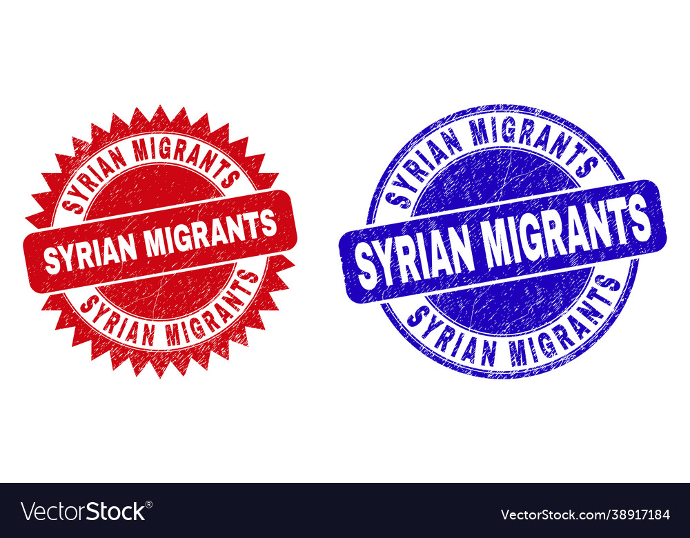 Syrian migrants rounded and rosette watermarks