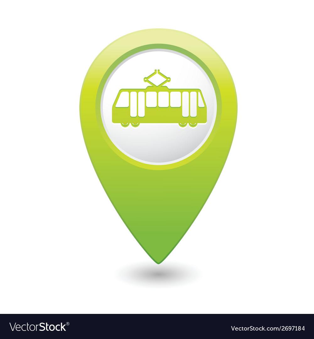 Tram icon green map pointer