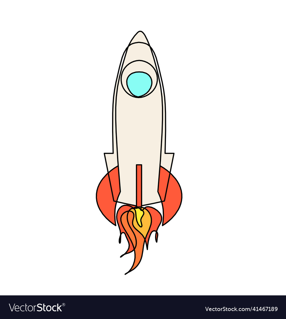 Abstract color rocket as continuous line drawing
