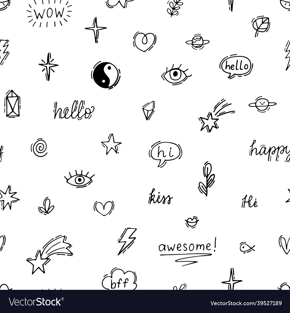 Abstract seamless pattern with doodle boho