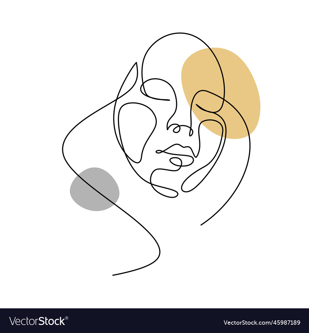 Abstract Woman Face One Line Drawing Portrait Vector Image 9366