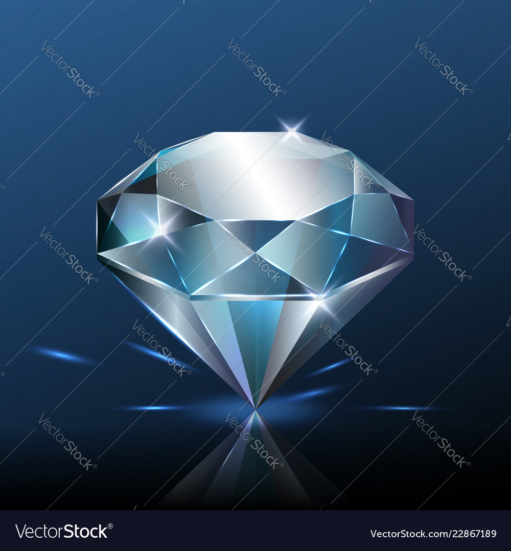 Big pure blue diamond with glitter Royalty Free Vector Image