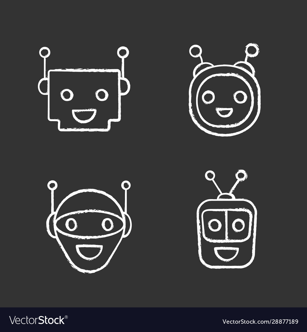 Chatbots chalk icons set vector image Chatbots chalk icons set