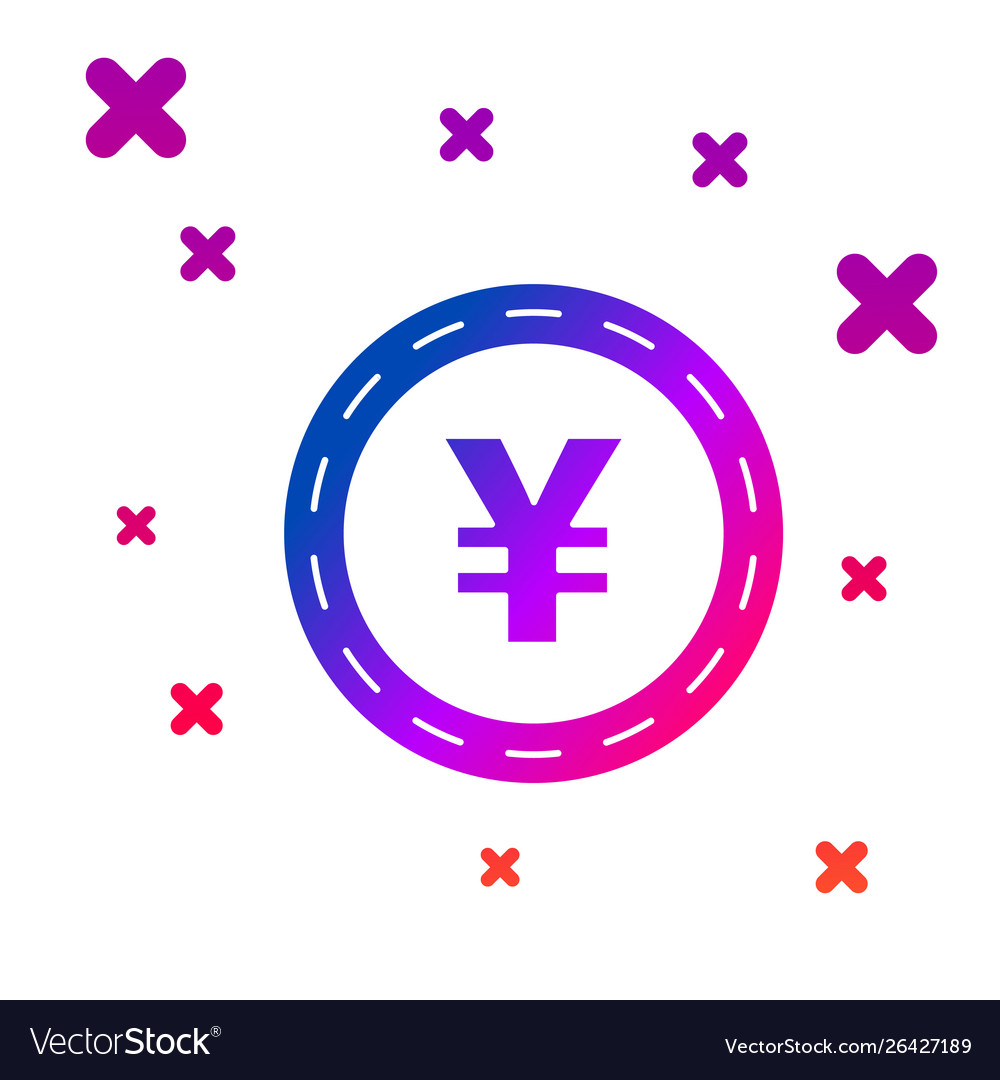 Color coin money with yen symbol icon isolated