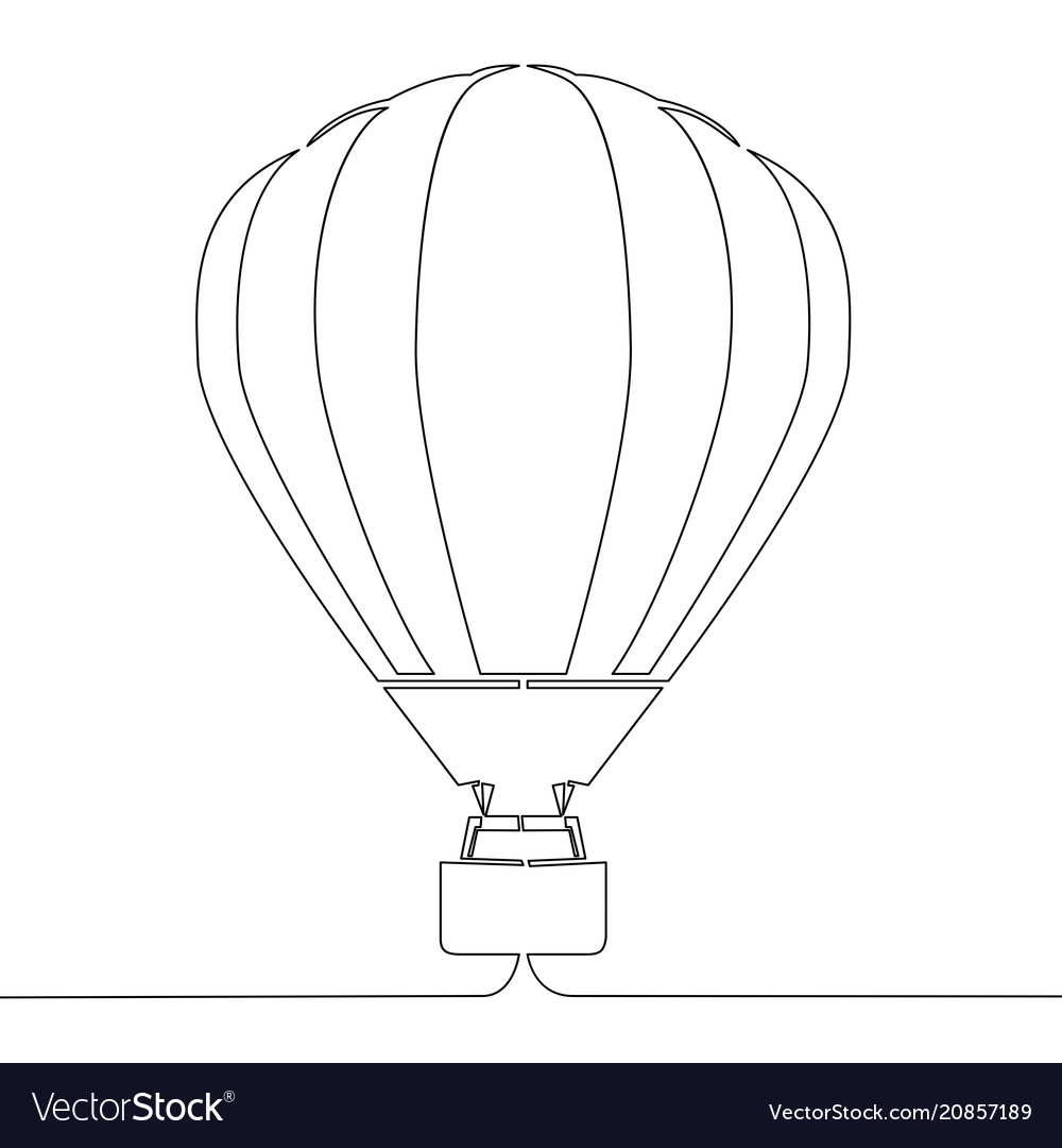 Kontinuierliche Linienzeichnung Heißluftballon