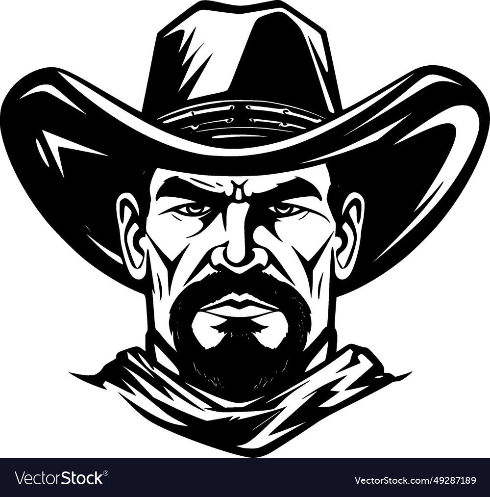 Cowboy - black and white Royalty Free Vector Image