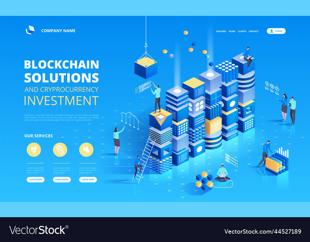 Cryptocurrency and blockchain isometric Vector Image Cryptocurrency and blockchain isometric