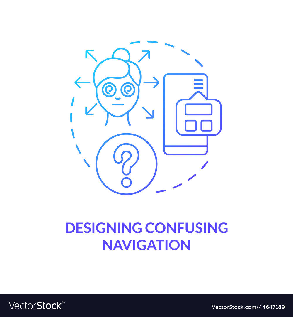 Designing confusing navigation blue gradient vector image Designing confusing navigation blue gradient