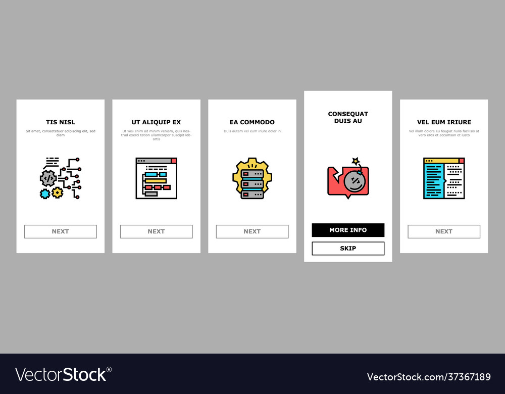 Dev code occupation onboarding icons set