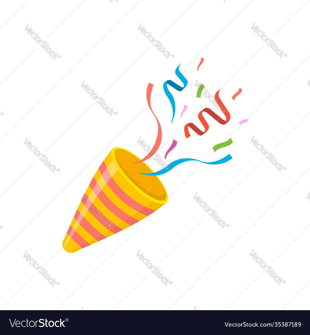 Exploding party poppers with confetti vector image Exploding party poppers with confetti