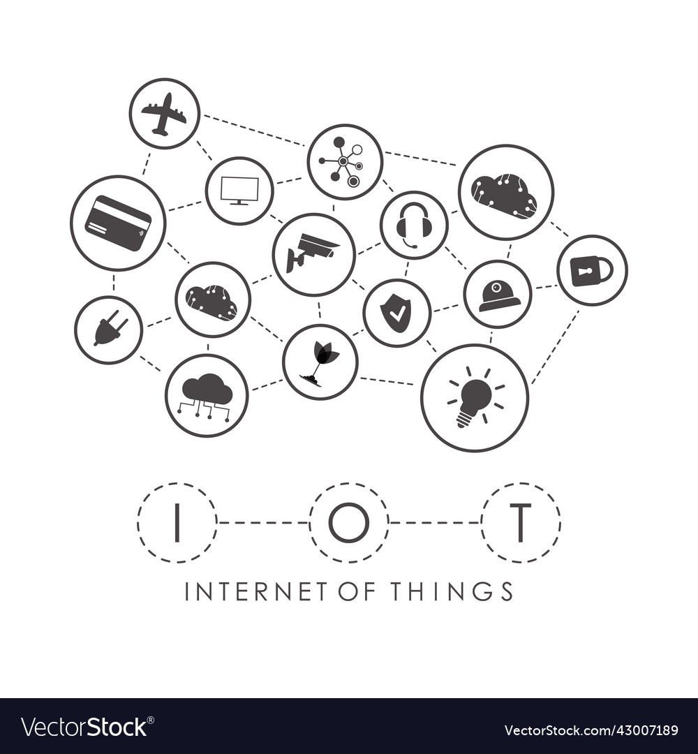 Iot and automation concept a set of icons vector image Iot and automation concept a set of icons