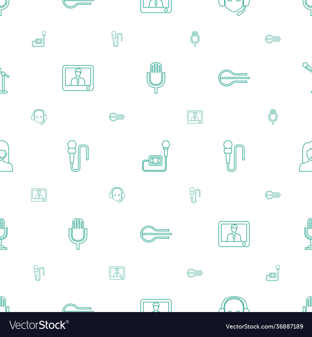 Microphone icons pattern seamless white background