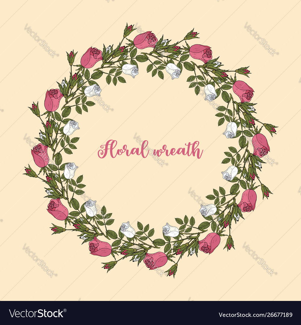 Pink and white roses wreath