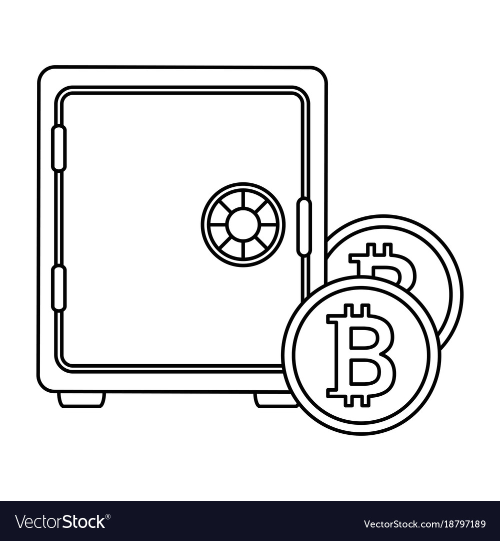 Safe box with bitcoin isolated icon