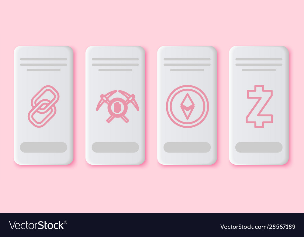 Set line chain link crossed pickaxe vector image Set line chain link crossed pickaxe